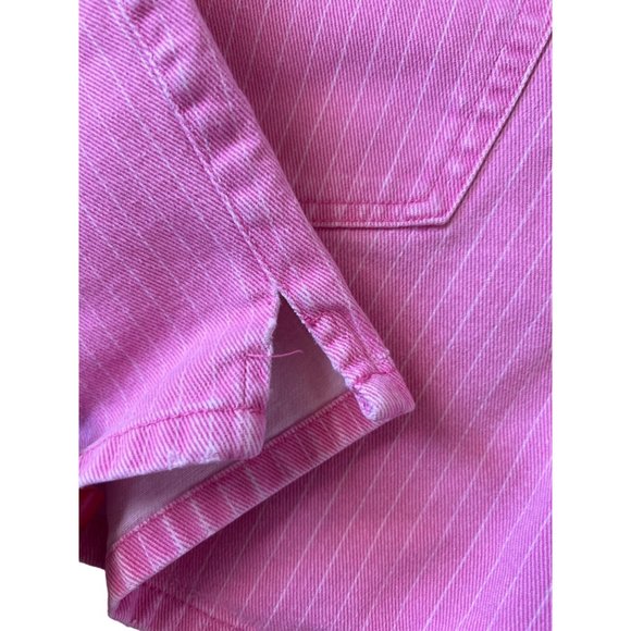 Bill Blass Pink White Pin Striped Jean Shorts Women's Size 8 High Waisted Short - Picture 6 of 7